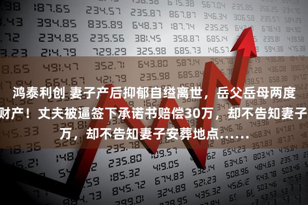 鸿泰利创 妻子产后抑郁自缢离世，岳父岳母两度起诉女婿争夺财产！丈夫被逼签下承诺书赔偿30万，却不告知妻子安葬地点……